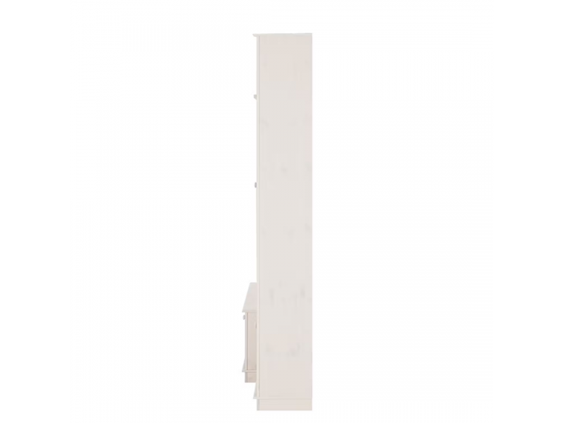 Kit com 3 estantes com portas nas laterais em Madeira Maciça – na cor branco lavado | Coleção Biblioteca